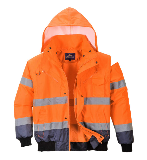 vetements de travail portwest blouson haute visibilite c465 orange marine 1 scaled