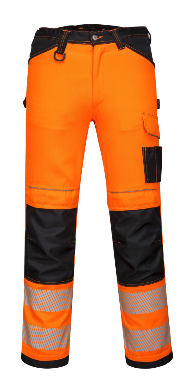 vetements de travail portwest pantalon haute visibilite pw340 orange noir 1 scaled