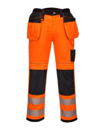 vetements de travail portwest pantalon haute visibilite t501 orange noir 1