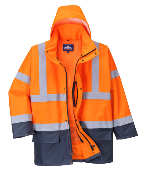 vetements de travail portwest parka haute visibilite s766 orange marine 1 scaled