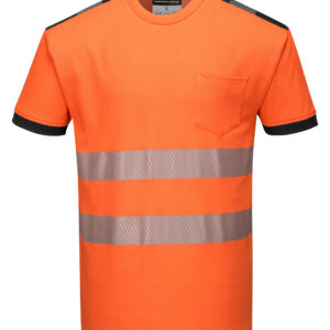 vetements de travail portwest tshirt haute visibilite t181 orange noir 1 scaled