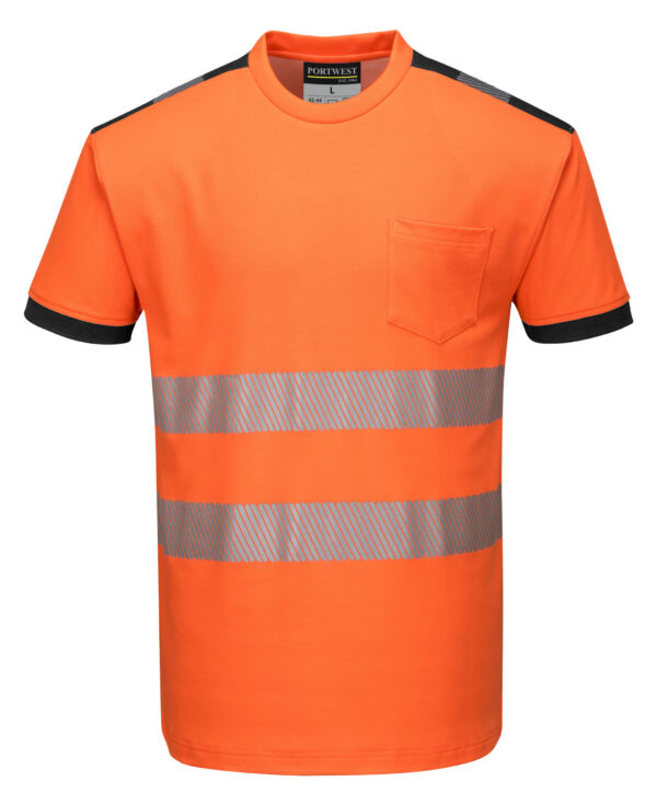 vetements de travail portwest tshirt haute visibilite t181 orange noir 1 scaled