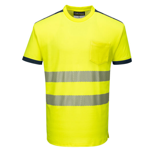 vetements de travail portwest tshirt manches courtes haute visibilite t181 jaune marine 1