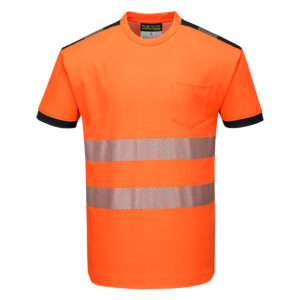vetements de travail portwest tshirt manches courtes haute visibilite t181 orange noir 1