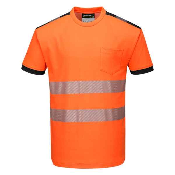 vetements de travail portwest tshirt manches courtes haute visibilite t181 orange noir 1